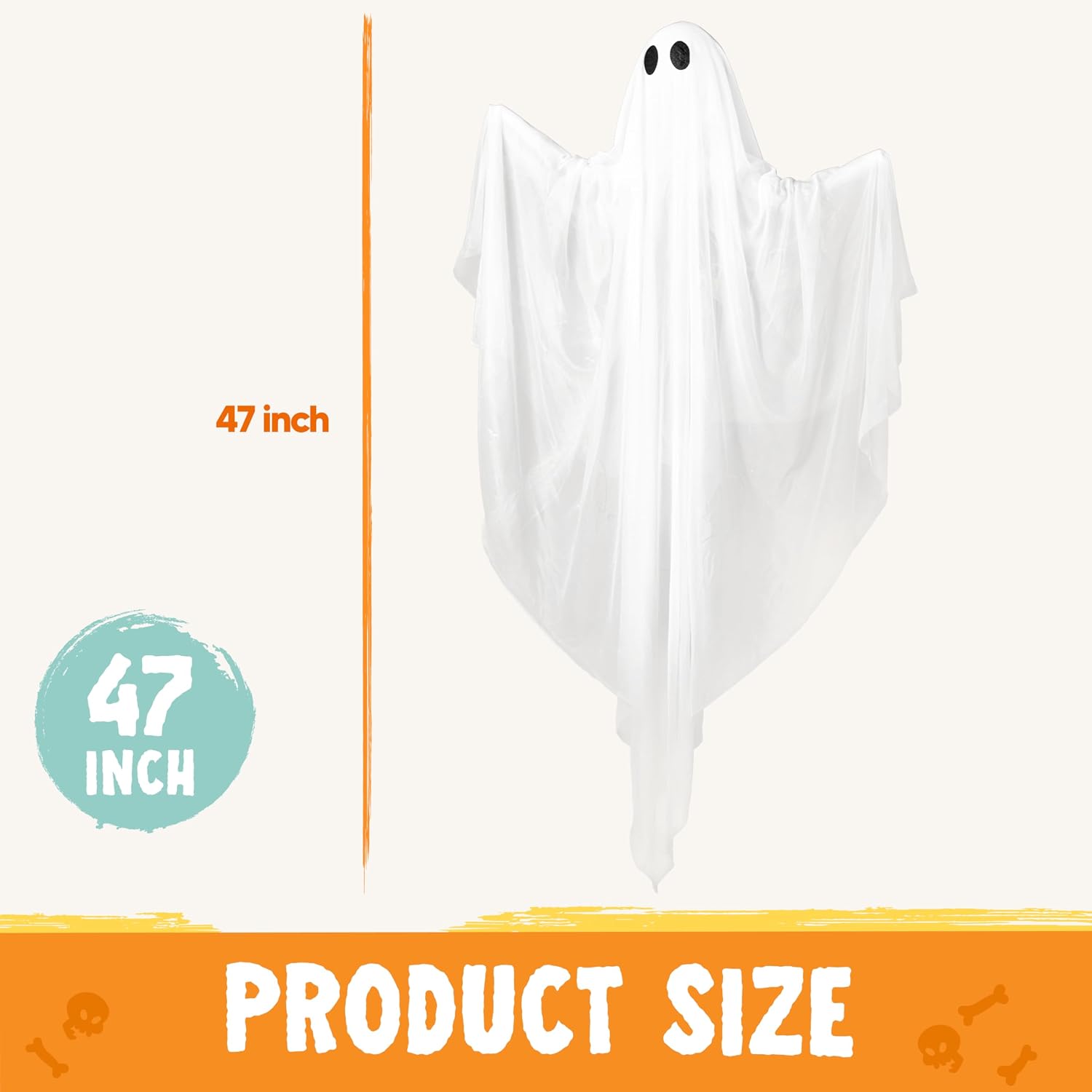 Detalle de JOYIN 16470 47-Inch Light-Up Hanging Ghost with Cold-White LED and Timer