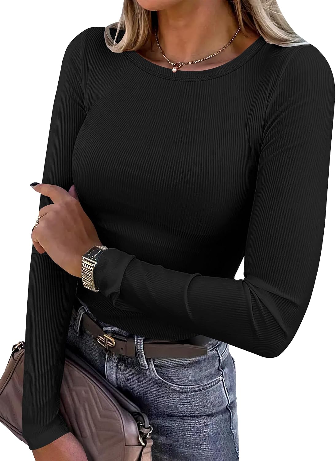 Detalle de ANRABESS Slim Ribbed Long Sleeve Top XS