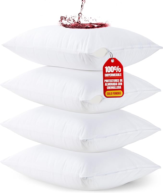 Detalle de Utopia Bedding Funda Almohada Impermeable 45x70 cm 🛏️ Pack de 4
