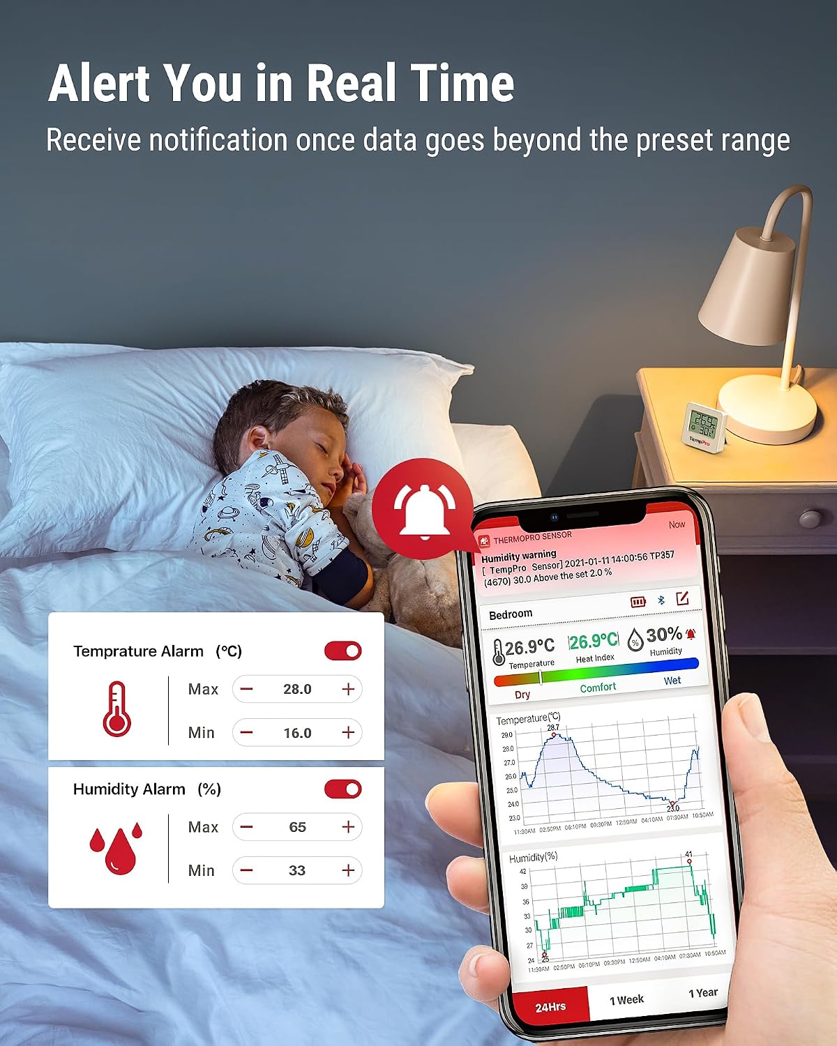 Thumbnail 4 de TempPro TP357-2 bluetooth-binnenthermometer en hygrometer, set van 2