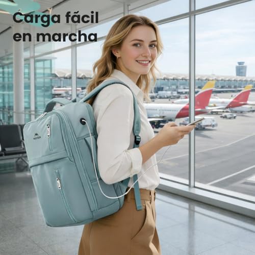 Thumbnail 8 de MATEIN Mochila 40x30x20 Verde para Ryanair: cabina práctica para viajes cortos