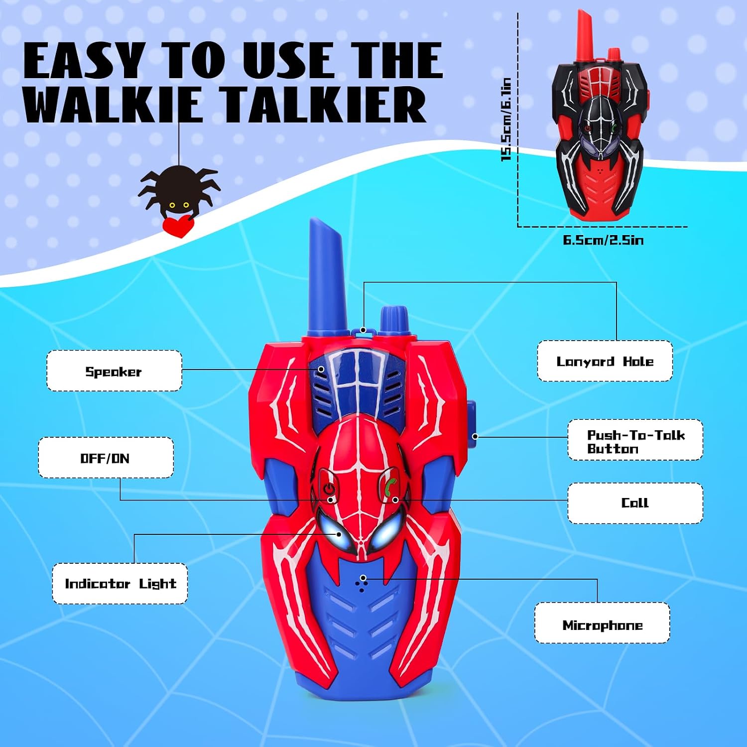 Detalle 2 de Kids Spider Walkie Talkies 2-way for Ages 3–6