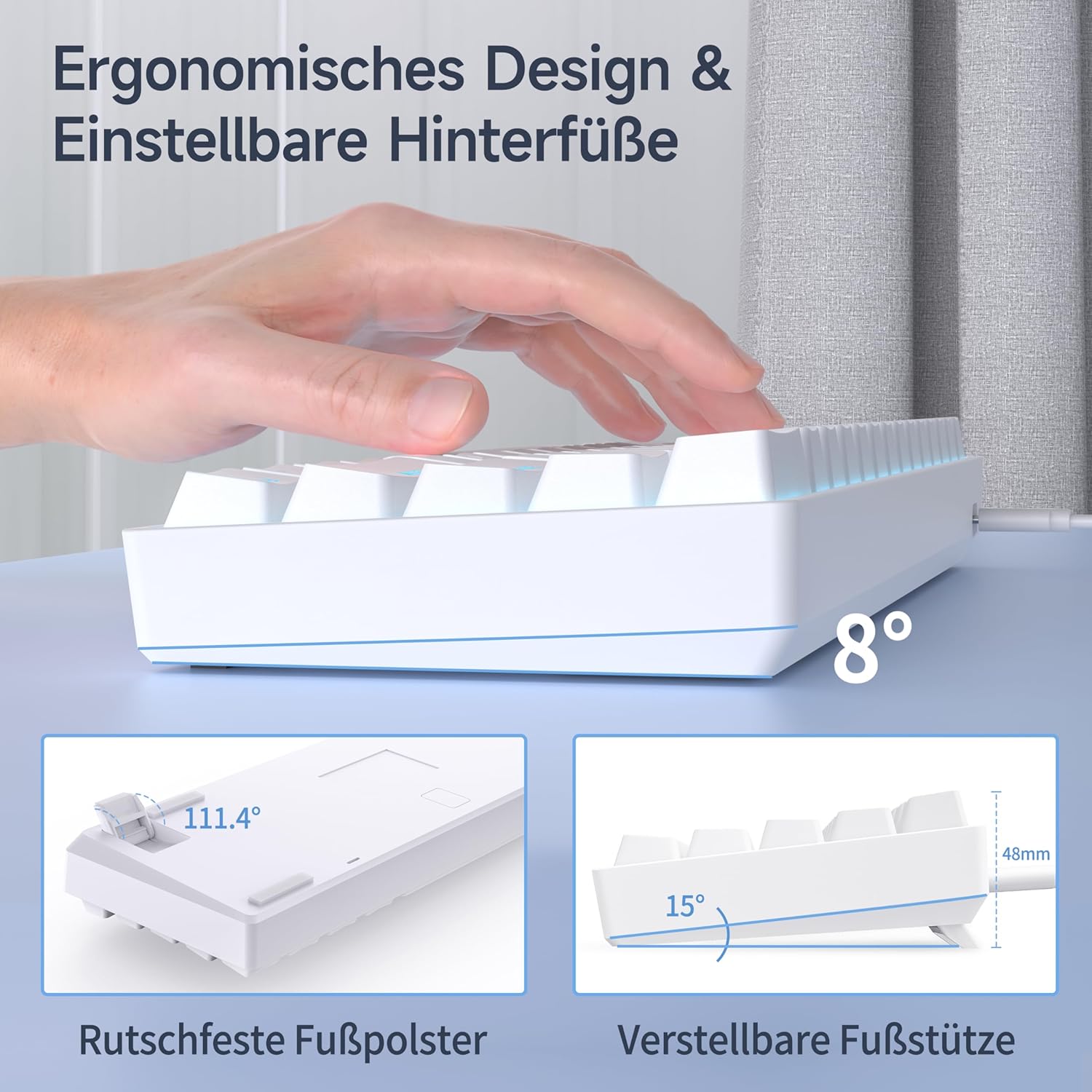 Thumbnail 4 de TMKB T61SE mechanische Gaming‑Tastatur, deutsches QWERTZ