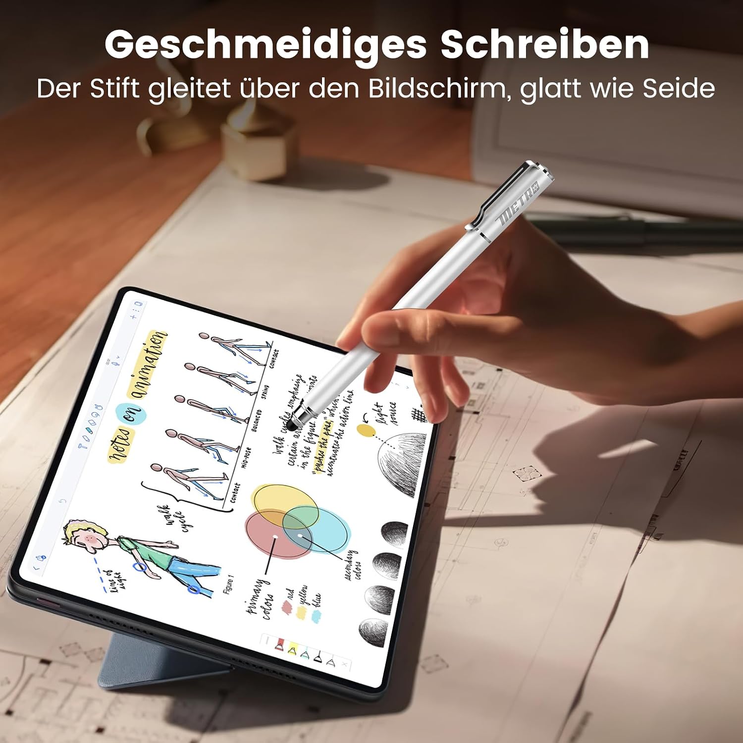 Thumbnail 2 de Styluslink 2-in-1 Tablet-Stift mit Stiftclip (dicke & dünne Spitze, inkl. Stiftclip) – Eingabestift für Tablets & Smartphones