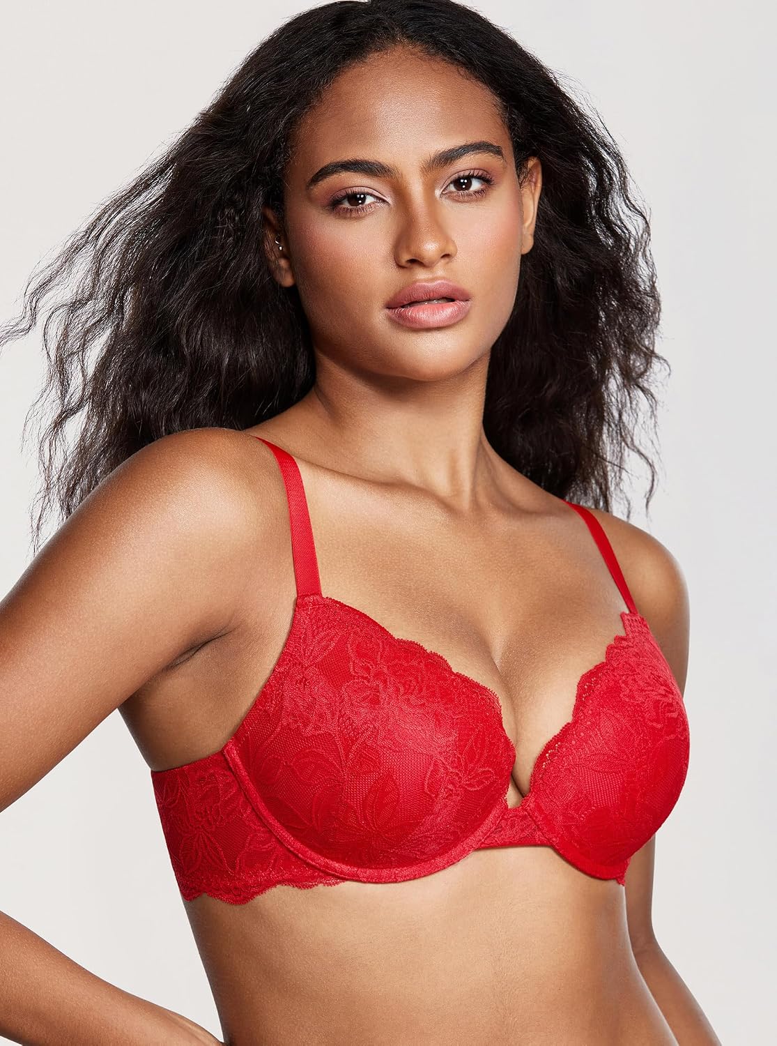 Detalle de DOBREVA Femme Soutien-gorge push-up plongeant en dentelle moulé