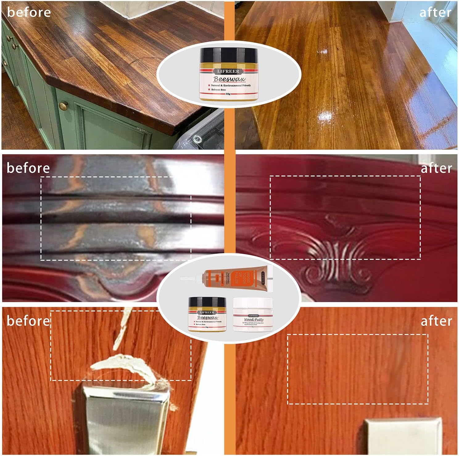 Thumbnail 1 de Laminate Floor Repair Kit with Beeswax Wood Filler – Scratch, crack & hole repair set