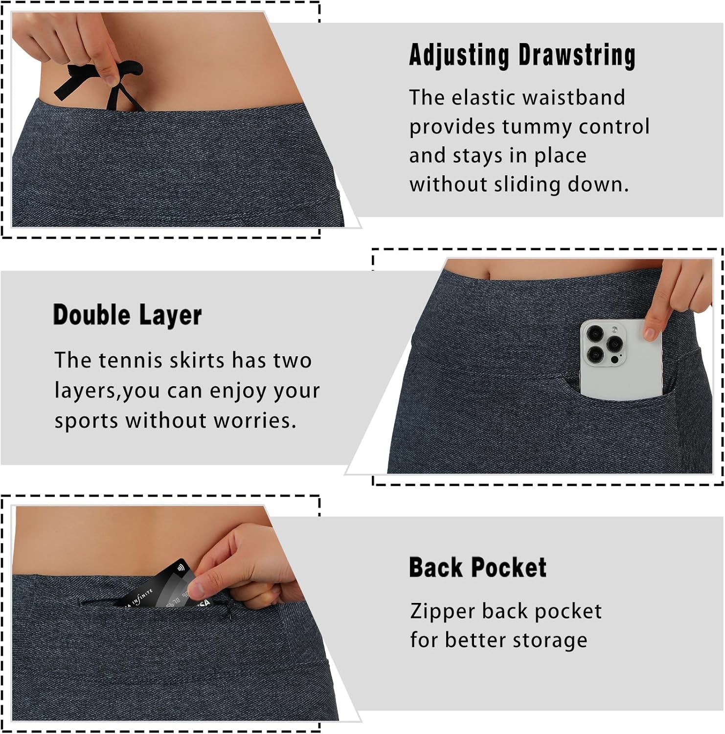 Thumbnail 4 de Women’s 24" Knee-Length Skort Skirt with 3 Pockets and Built-In Liner Shorts