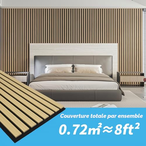 Detalle 2 de Art3d Lot de 4 Panneaux Muraux Acoustiques à Lattes en Bois