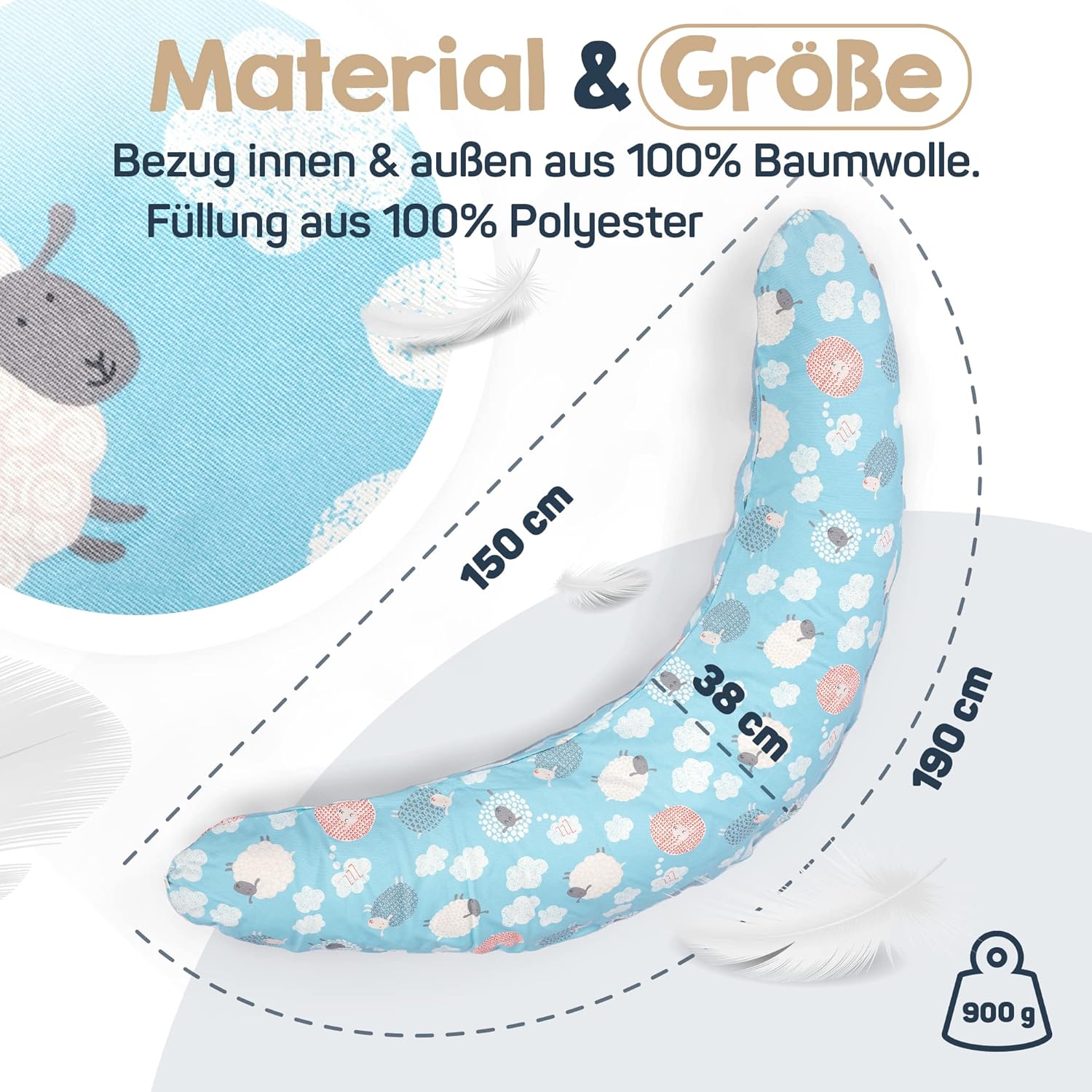 Thumbnail 5 de Baby's Stillkissen XXL – 190 cm Schwangerschaftskissen mit Bezug von Baby's Stillkissen