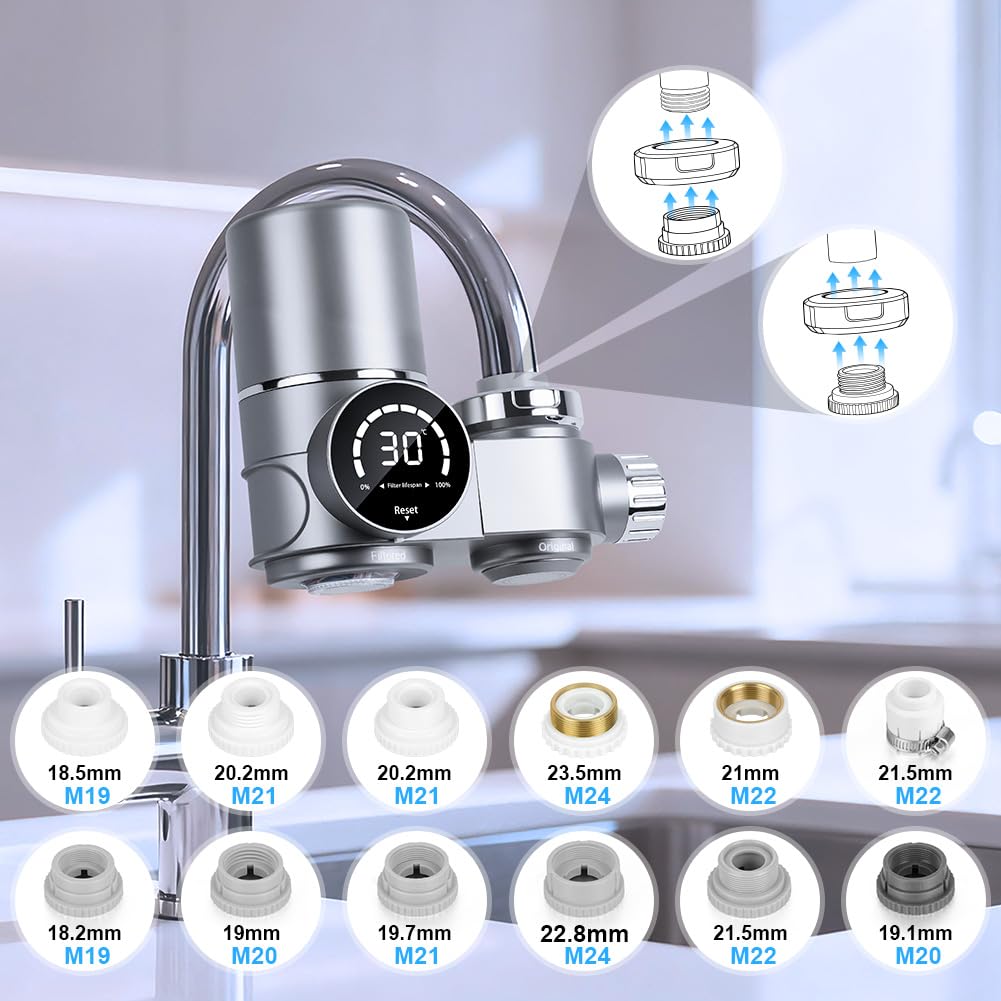 Detalle de HOTUT Filtro Acqua Rubinetto con UV Blu e Display – Sistema di filtrazione 8 livelli per casa e cucina