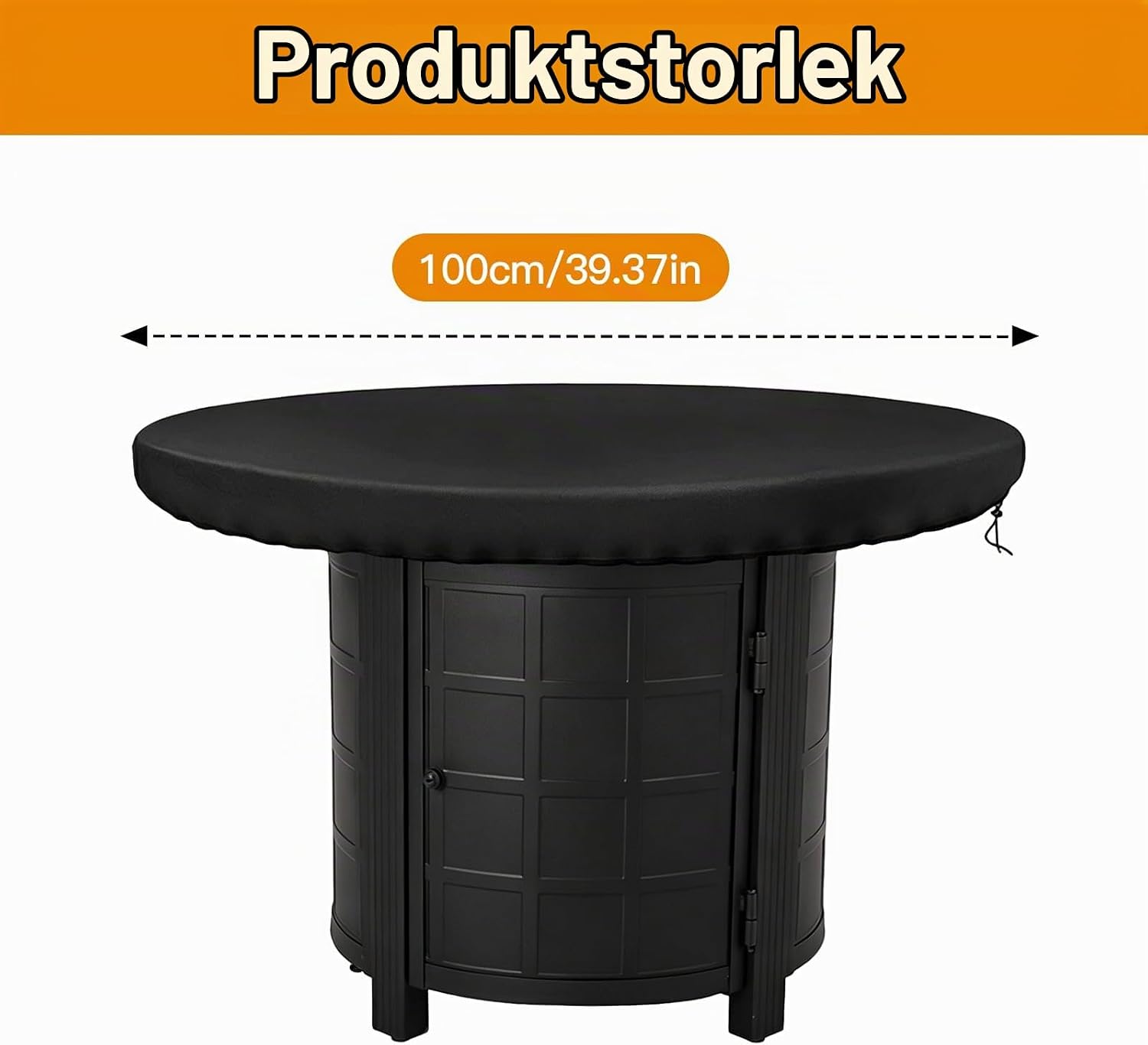 Detalle de iKALULA grillskydd 100 cm i 420D Oxfordtyg för eldfat och plancha