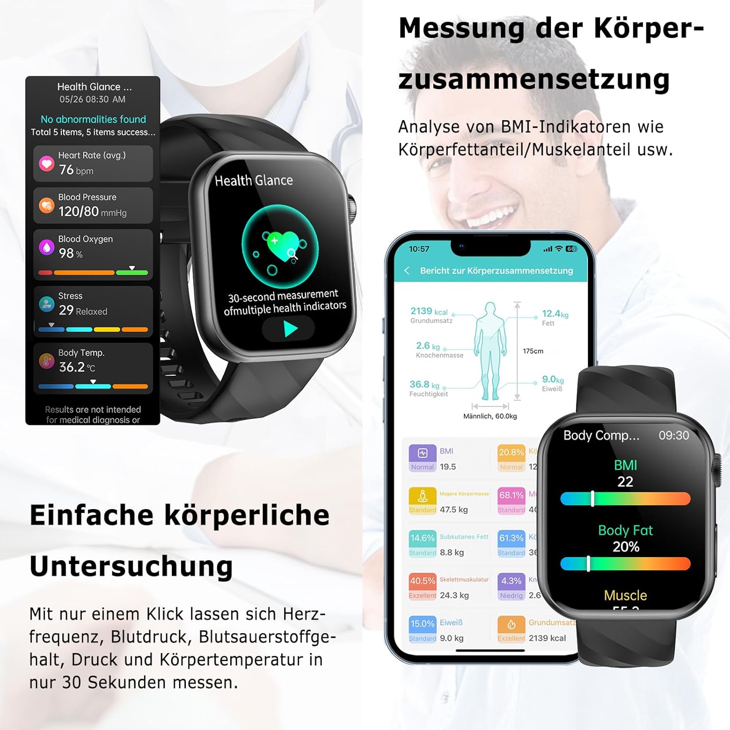 Thumbnail 2 de 2026 Neue Smartwatch EKG HRV 1,97 Zoll AMOLED