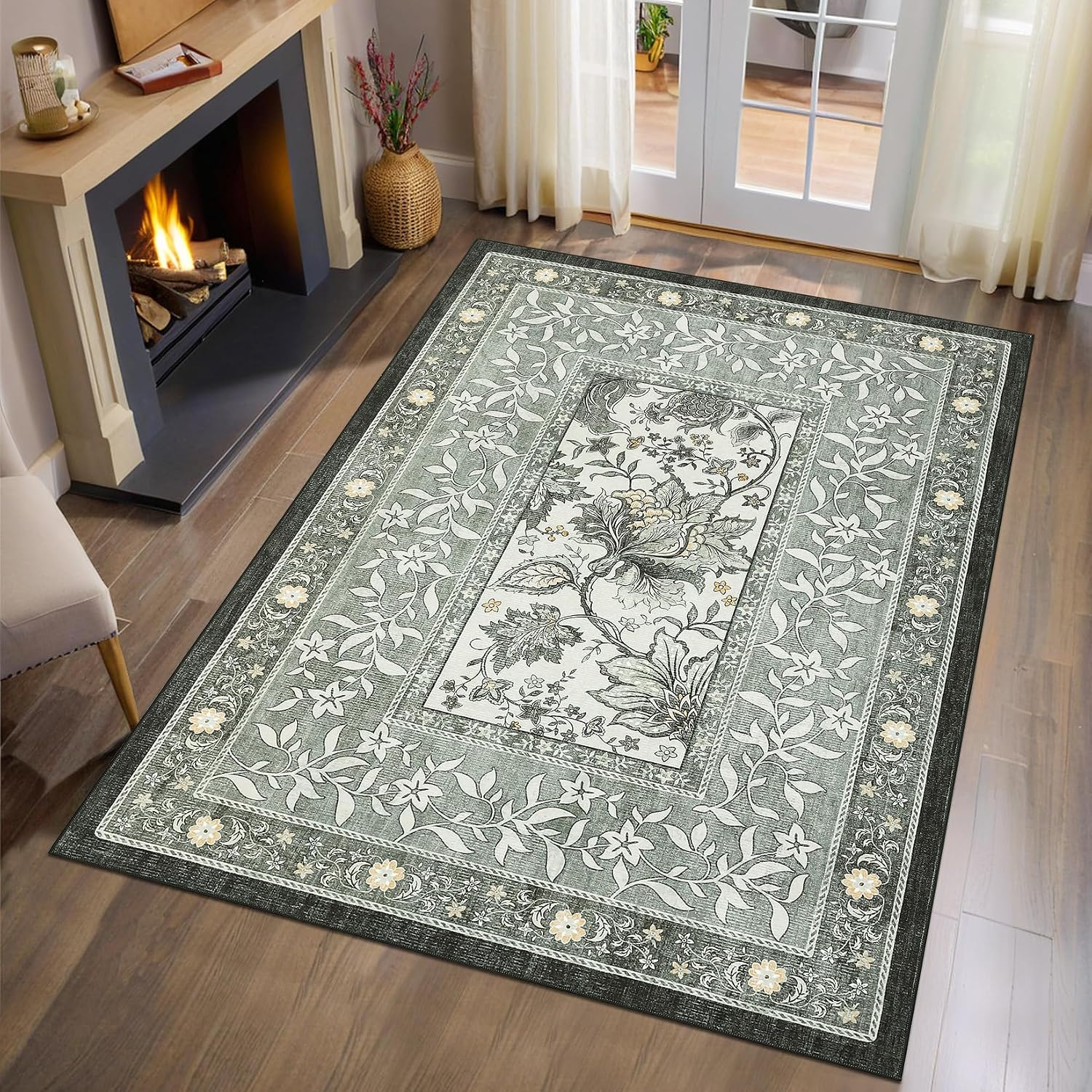 Detalle 2 de GarveeHome Area Rug, 6' x 8' Rectangular Faux-Wool Tufted Rug