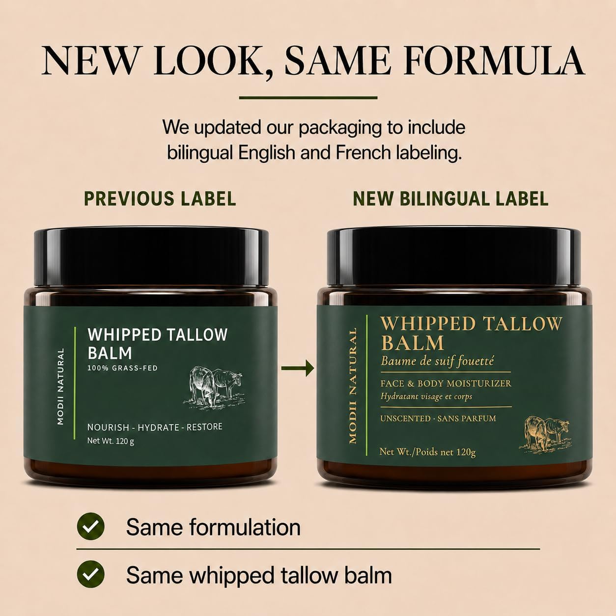Detalle 2 de Modii Natural Whipped Beef Tallow Moisturizer, Unscented Balm, 120ml/4oz
