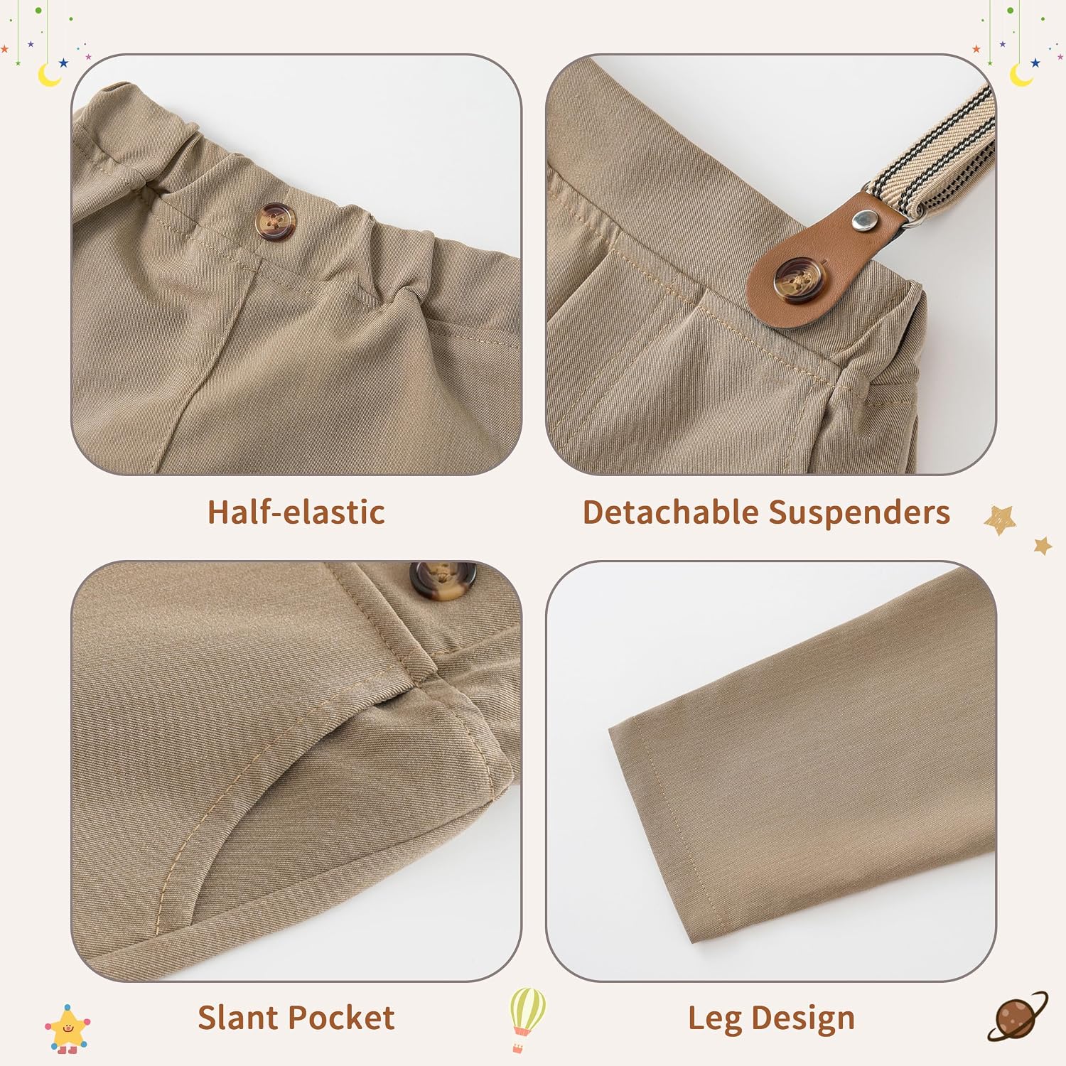 Thumbnail 5 de Volunboy Baby Jungen Anzug-Set mit abnehmbarer Fliege und Hosenträgerhose (Langarmhemd + Strampler)