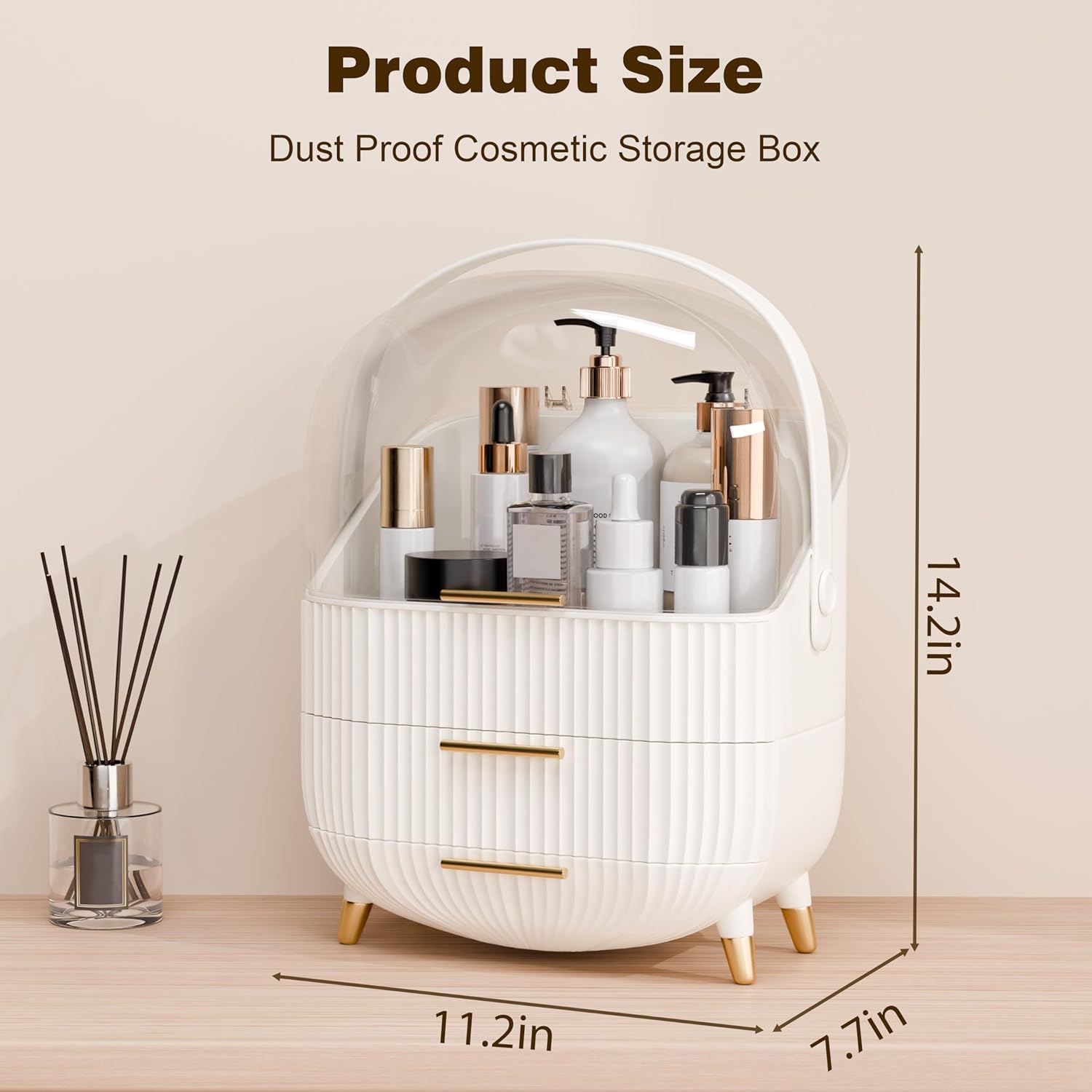 Thumbnail 4 de lurcns Makeup Organizer with Lid and Drawers