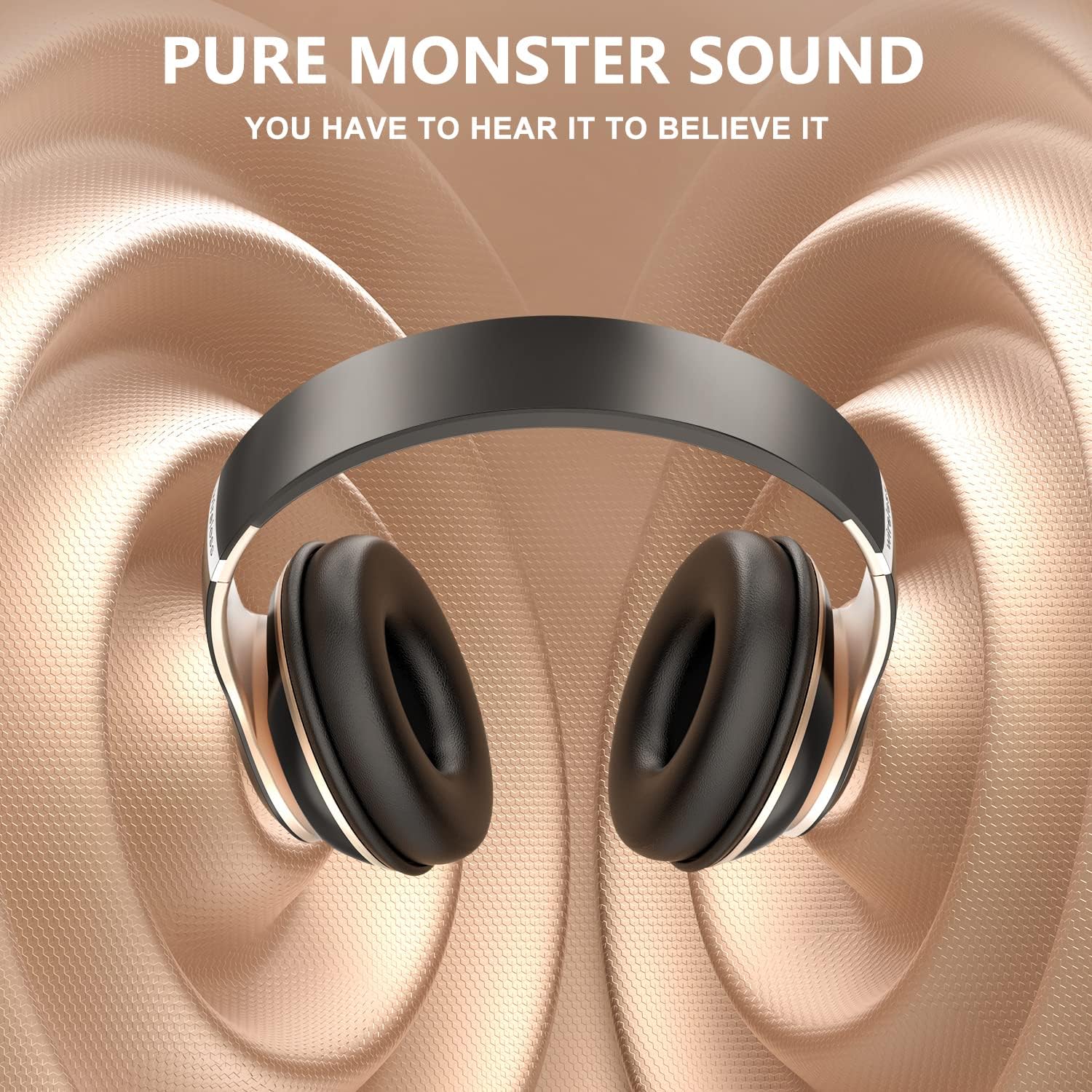 Thumbnail 1 de Rebocico Bluetooth over-ear headphones (Black & Gold) with 6 EQ modes, 65 hours playtime and built-in mic