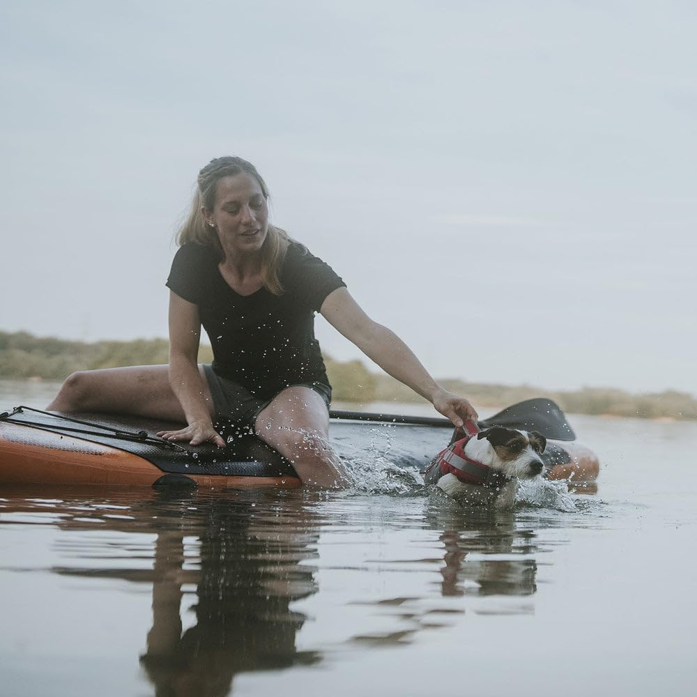 Detalle 2 de HUNTER Hunde-Schwimmweste MOSS – Rot, Größe M, mit starkem Auftrieb und reflektierenden Details