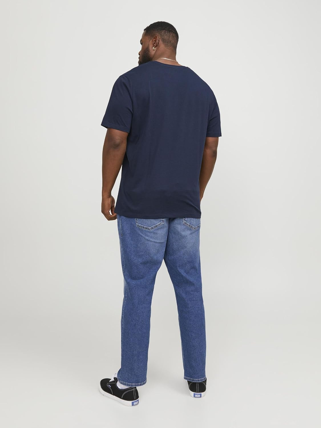 Thumbnail 2 de Jack & Jones Pack 2 T-Shirts Grande Taille Col Rond Imprimer Design Logo Surdimensionné – Bleu Marine, XXL
