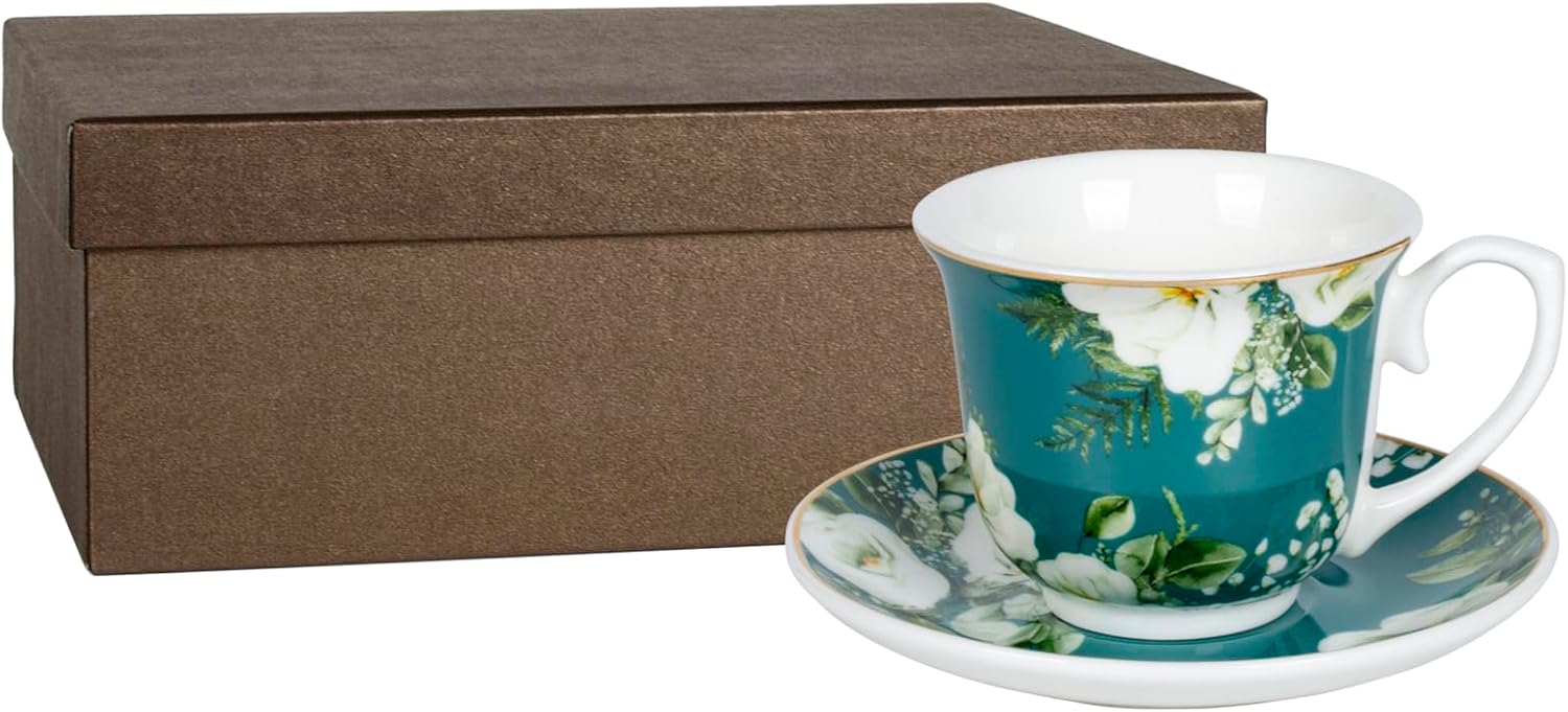 Thumbnail 4 de LIVELLO Set aus 2 Porzellantassen mit Untertassen – 250 ml, elegantes Geschenkset