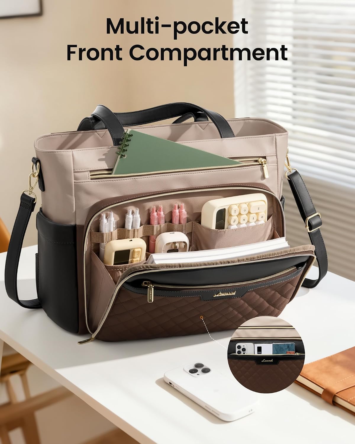 Detalle de LOVEVOOK Teacher Tote Bag PU Leather
