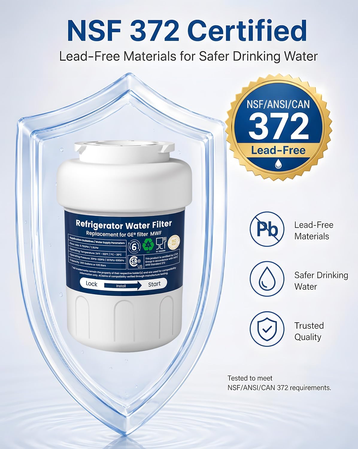 Thumbnail 4 de Molifal RFW04 Replacement Water Filter for GE MWF, 3-Pack
