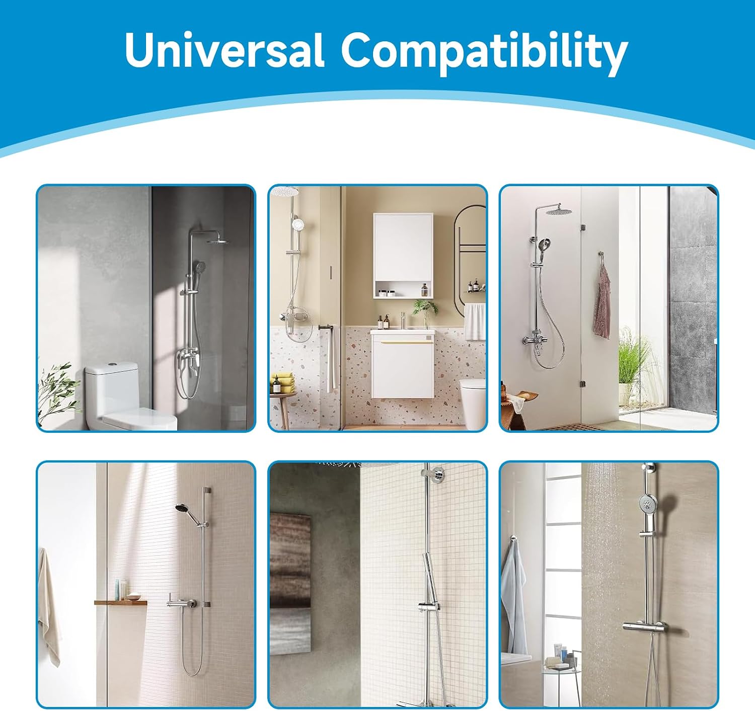 Detalle 2 de Premium Chrome Handheld Shower Head Holder – Adjustable 18-25mm Bracket with Dual Hooks