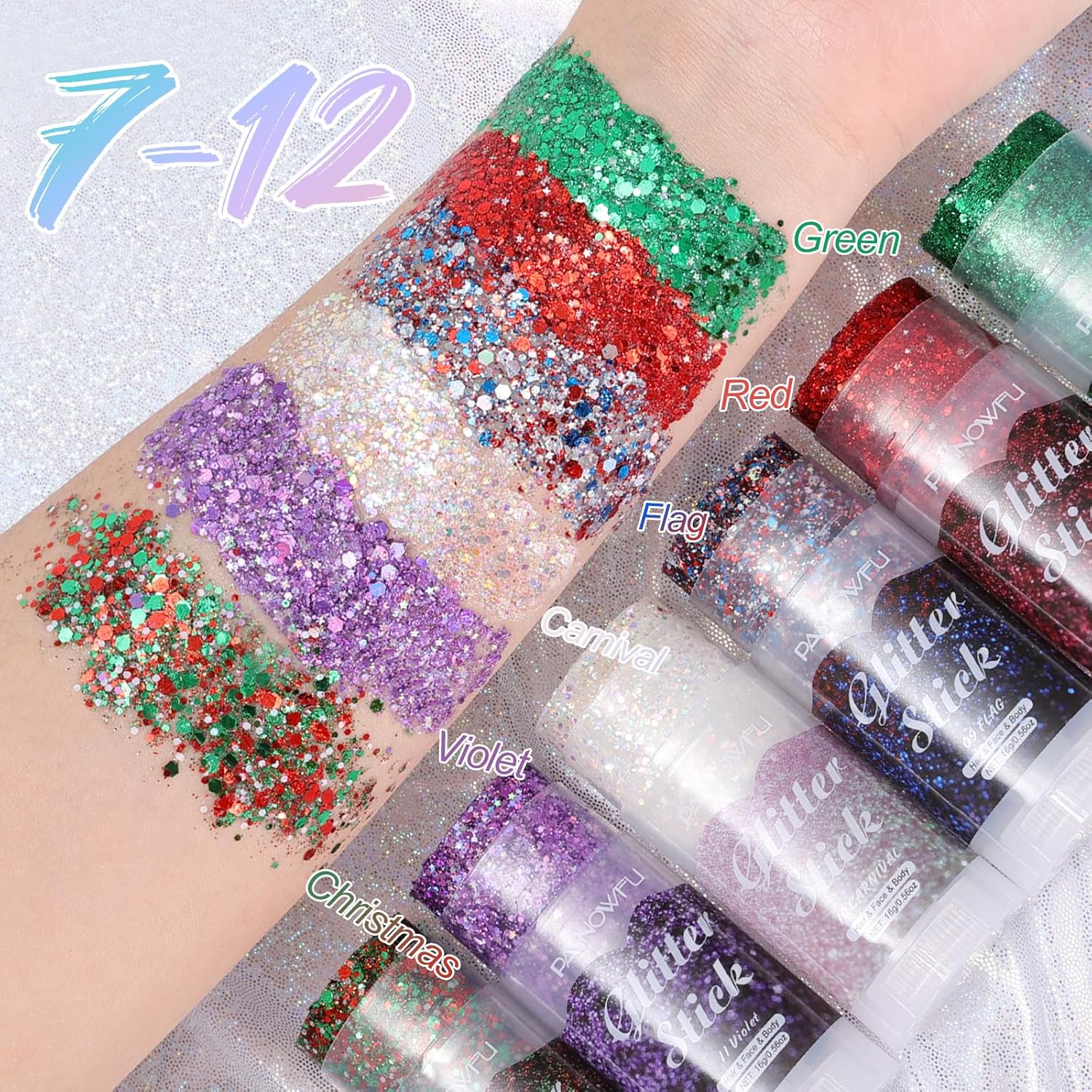 Thumbnail 6 de PASNOWFU Glitter Stick Vert Émeraude — Gel pour visage et corps, accessoire festival et cosplay