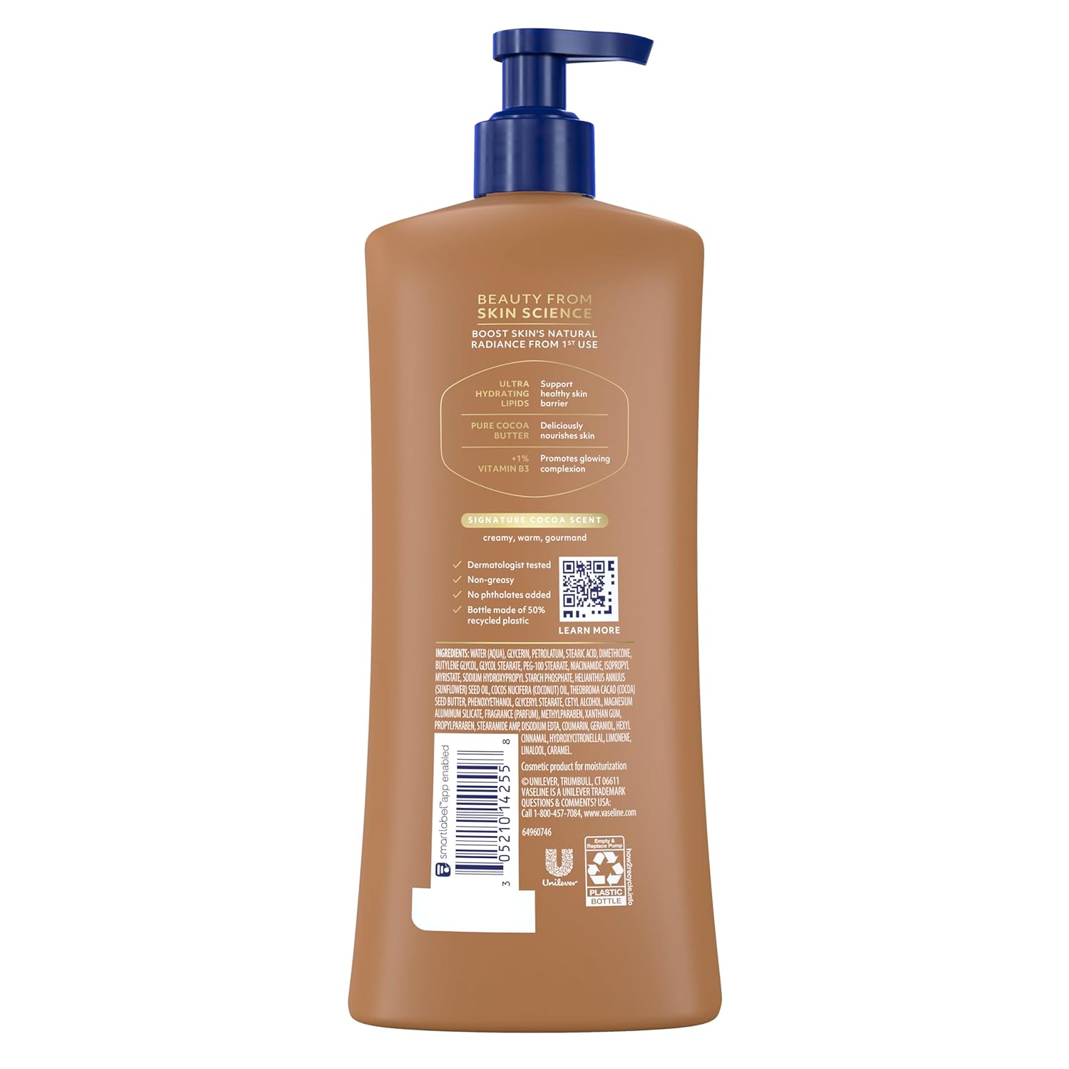 Detalle de Vaseline Cocoa Radiant 10305210142555 Body Lotion, 32 oz with Cocoa Butter