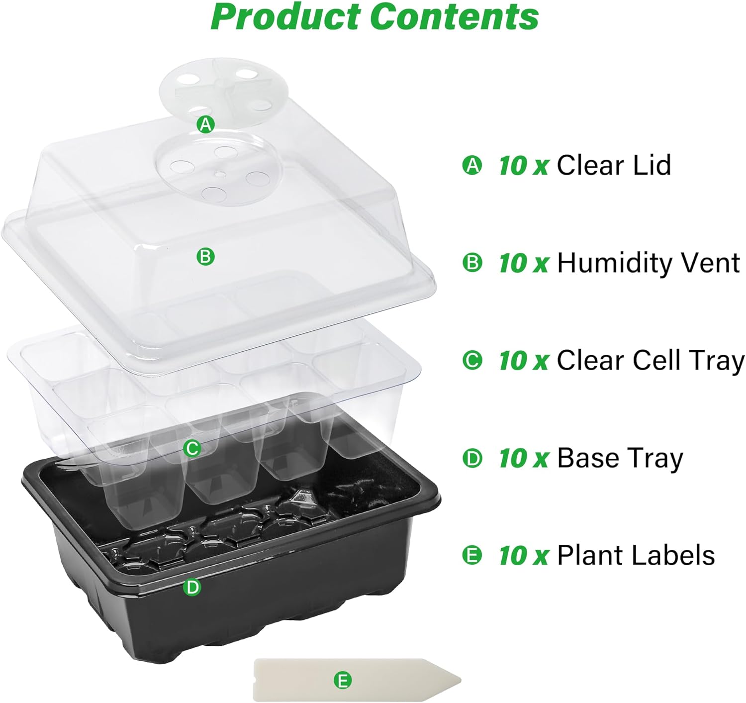 Thumbnail 1 de Bonviee 10-pack seed starter trays kit with adjustable humidity domes (12 cells per tray)