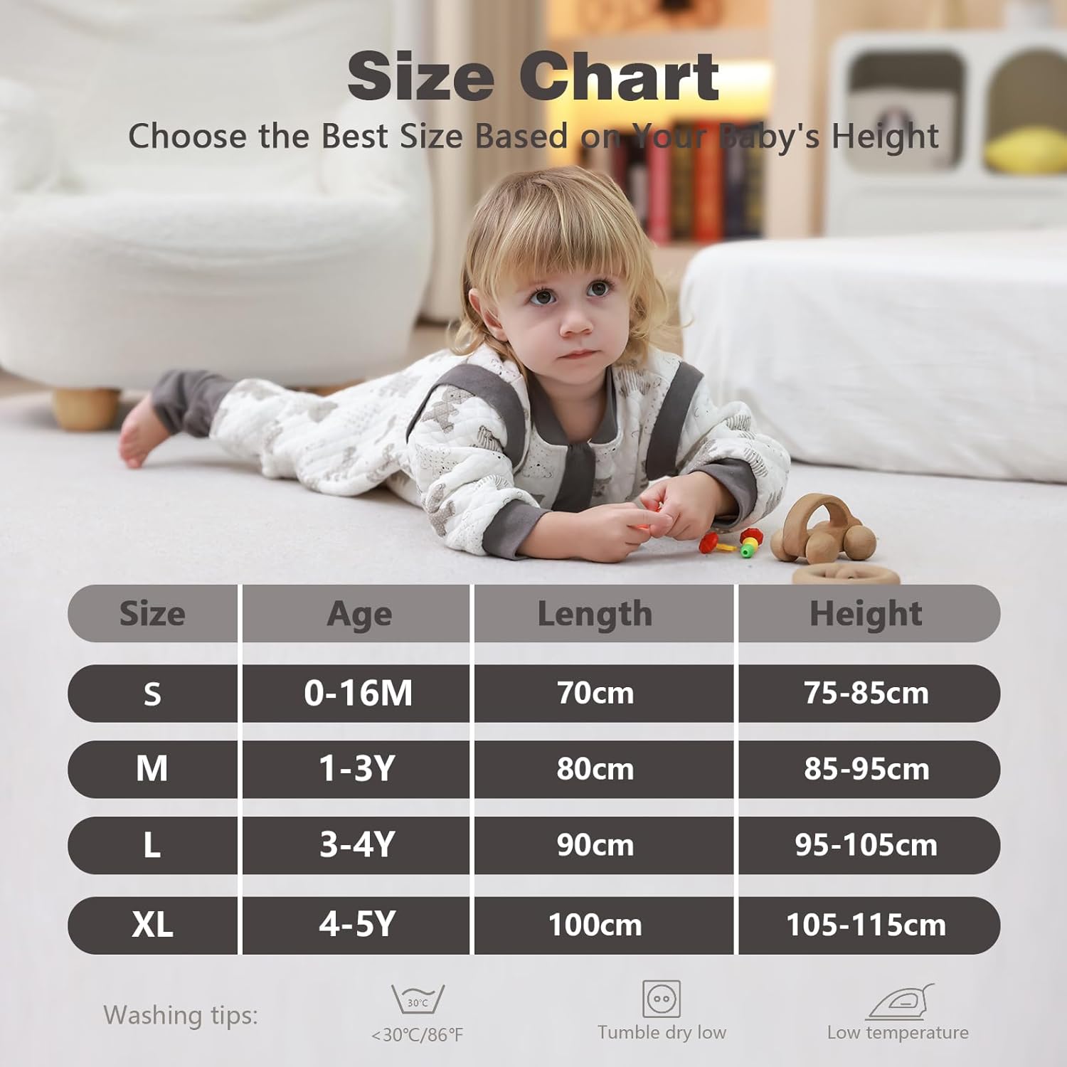 Detalle de MIKAFEN Baby Sleeping Bag with Feet 2.0 Tog – Cotton All-Year with Removable Sleeves and Legs (Bear, 4-5 years)